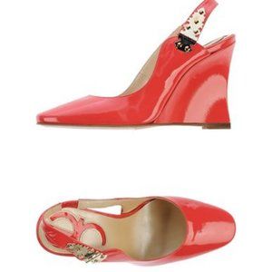 NIB $600  Aennis Eunis  pint paten leather slingback sandals, Size IT 37.5 US 6.